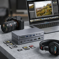 Hub Thunderbolt 5 15 en 1 para Creadores, 8K120Hz HDTV DP, 4K144Hz, 140W, 80Gbps USB3.2, 10Gbps NVMe, 8TB, LAN 2.5G, MacBook, Windows