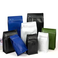 Sac d'emballage pour grains de café en PET recyclé de qualité supérieure avec impression en gravure, finition mate, fermeture éclair refermable, pochette debout