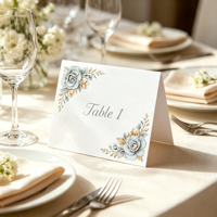 Marque-places pliables élégants à motif floral, cartes de nom vierges pour mariage, cartes de place de luxe pour décoration de table de mariage, banquet ou fête sur pelouse
