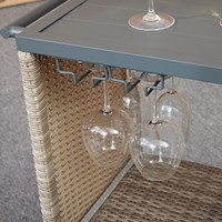 AJUNION Chariot d'îlot de cuisine pour barbecue en plein air Table de préparation des repas Chariot de service pour barbecue avec porte-verres à vin Étagères et tiroirs