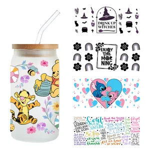 Excelente precio personalizado UV DTF Cup Wraps Transferencias No se necesita calor Impermeable para diseños de animales