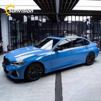Vente en gros diamant cristal mat mystique gris bleu Auto vinyle Double moulage voiture Film d'emballage