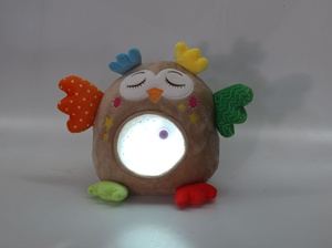 Jouet musical multifonctionnel pour bébé, hibou en peluche, projecteur de ciel étoilé, kaki, 28 cm, logo personnalisé ODM, jouet de sommeil en peluche - Product Image 5