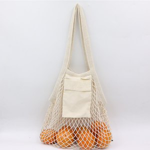 Diseño gratuito personalizado portátil colorido Cadena de red reutilizable compras comestibles bolsa de mano barata bolsa de malla de algodón para frutas y verduras - Product Image 4