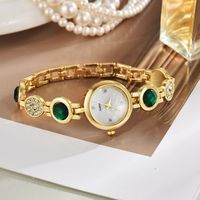 Montre à quartz pour femmes de luxe avec bracelet en or, bijoux colorés et élégants pour femmes, bracelet en acier inoxydable