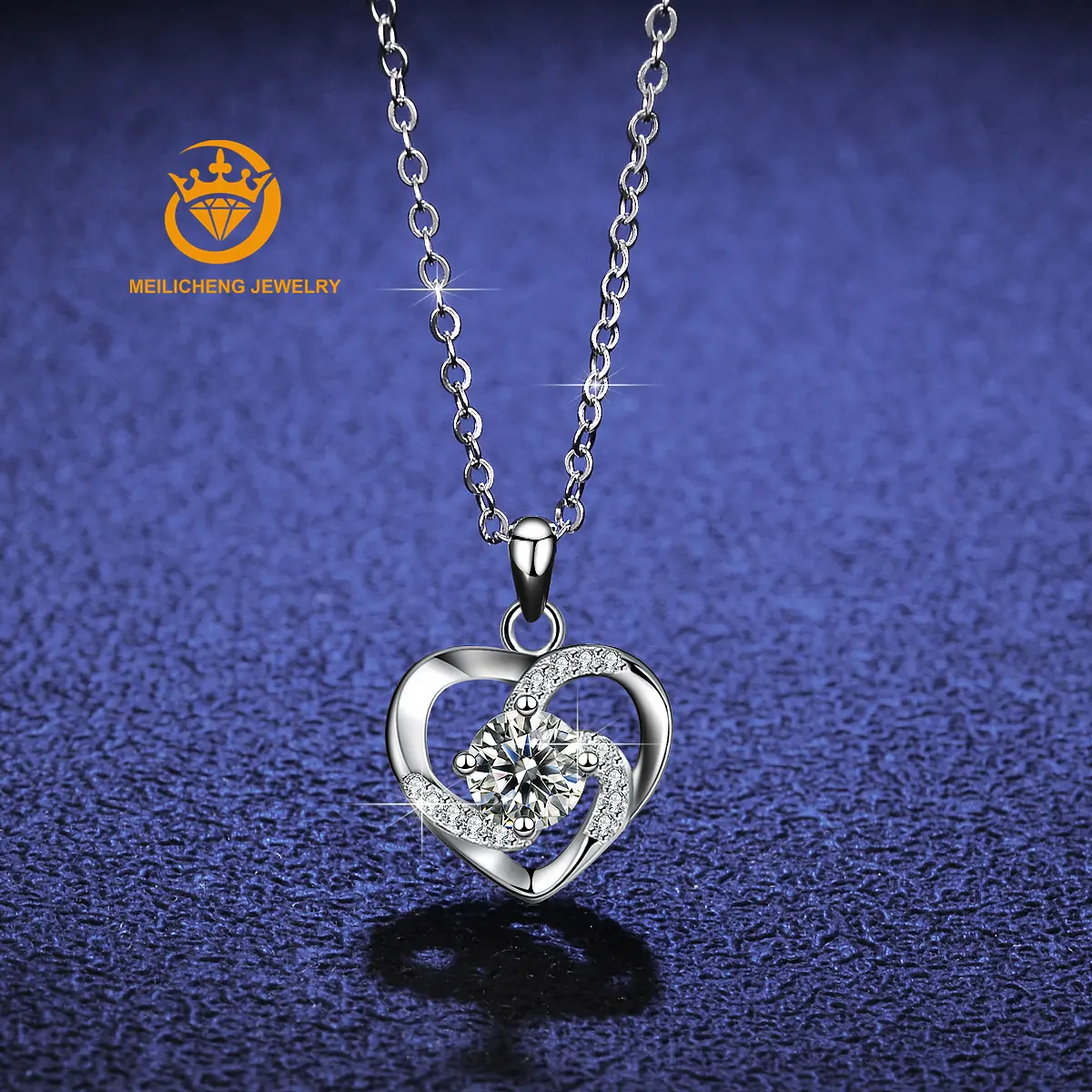 S925 Sterling Silver Moissanite Choker D Color Stone Pendant Necklace Wedding Heart Shape Necklace Wholesale Prices