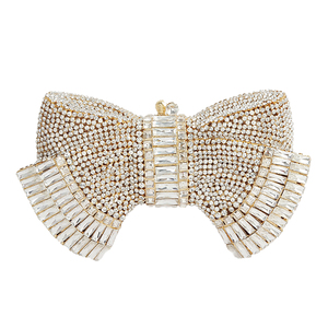 Sweet Bowknot-shaped Crystal Diamond Evening Purse Cute Women Chain Shoulder Bag for Cocktail Banquet - Product Image 3