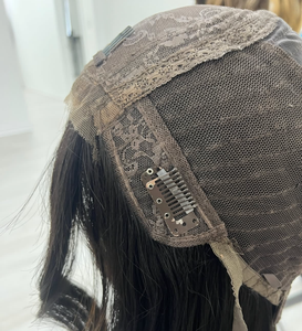 Peluca Americana de Cabello Humano para Judíos, con Parte Superior de Seda y Línea de Cabello de Encaje, Color Castaño con Reflejos Decolorados, Nudos Decolorados, para Bodas - Product Image 5