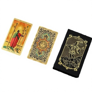 Hanshin Wholesale Spanish Gold Foil Tarot 12*7cm Waterproof PVC Playing Board Game Cards with Guidebook Gift - Product Image 4