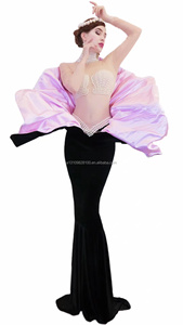 Robe de chanteuse de bar de nuit, robe à coquillages, jupe longue à manches longues, costume à perles de coquillages - Product Image 5