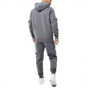 Ensemble de survêtement technique en molleton personnalisé pour homme – Tenue de jogging deux pièces unie, confortable, pull sportswear – Prix de gros abordable - Product Image 2