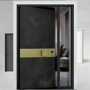 Porte pivotante extérieure en aluminium moulé, personnalisée, avec verre peint, insonorisée, pour entrée principale sécurisée - Product Image 3