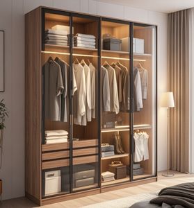 Designed Minimalist Storage Cabinet Wood <b>Wardrobe</b> High End Design <b>Wardrobe</b> With Led Light and 5 Door - Product Image 4