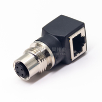 Adaptateur M12 à code D, 4 broches femelles vers prise RJ45 pour Ethernet industriel