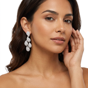 <b>Diamond</b> Teardrop <b>Dangle</b> <b>Earrings</b> 2.52 Cttw Round Cut 925 Sterling Silver Prong Setting For Women Wedding Jewelry - Product Image 2