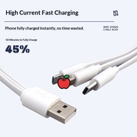 Kabel Data Pengisian Daya 3-in-1 Tipe-C 20cm PVC Konduktor Tembaga Murni untuk Pengisian Cepat Transfer Data Kabel Pendek Universal untuk