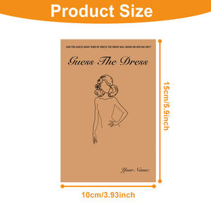 Idées de jeux de douche de mariage uniques Fun Guesses the Dress Cards Cartes de jeu de douche nuptiale marron avec crayons - Product Image 2