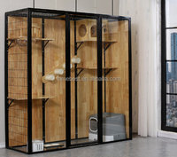 Vente chaude Maison pour chat de luxe en bois massif Villa pour chat Nid Lit Cage pour animaux de compagnie en bois Chat