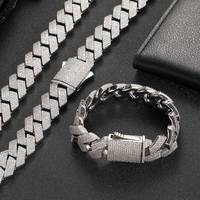 Bracelet Chaîne Cubaine NUOYA Hip Hop 19mm à Quatre Rangs de Diamants, Fermoir à Ressort Plaqué Or 18K pour Hommes