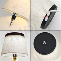 Lampe de table en tissu de lin pour bouteille de vin LED rechargeable pour restaurant ABS Lumière de bureau moderne Décoration de bar Dimmable sans fil