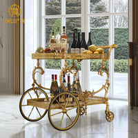 Bijouterie Médiéval Français Vintage Palais Royal Hôtel Chariot Restaurant Famille Or Antique Laiton Chariot Bronze Salle À Manger Chariot