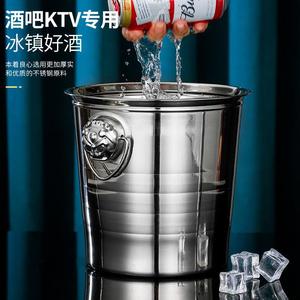 Stainless Steel Ice Bucket Round Gold Color Party Champagne Beer Wine Cooler With Creative Handle - Product Image 2