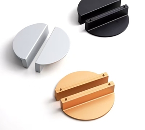 Koppalive Furniture Modern Gold Drawer Pulls Crescent Black Solid Brass Living Room Dresser Cabinet <strong>Door</strong> Wardrobe Handle - Product Image 3