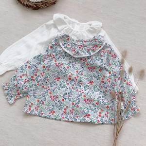Blusa de manga larga con flores para niñas, camisa de encaje con estampado Floral para primavera - Product Image 2