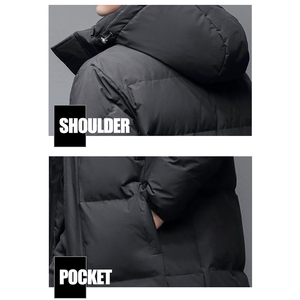 Wintu 90% <strong>White</strong> Duck Down <strong>Jackets</strong> Hooded Black Puffer Custom High Fluffy Hombre Men's Coats Winter Long Down <strong>Jacket</strong> with Hood - Product Image 4