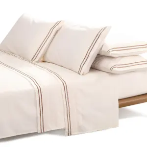 KOSMOS folha plana 100% algodão tecido bordado elegent design folha de cama set