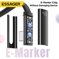 ESSAGER ES-X85 Cable de Carga Rápida Tipo C a C con Conector en Ángulo de 90 Grados, Trenzado Plano, 5A, PD 100W, para Teléfono, Laptop, iPhone, Xiaomi