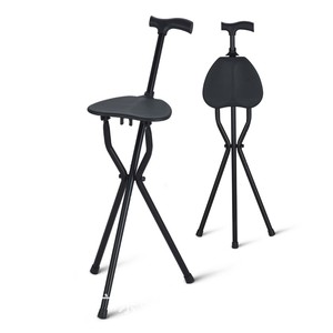 Hepo Three <b>Legged</b> Cane With Seat Aluminum Alloy Foldable Non Slip For Elderly Walking Stick - Product Image 3