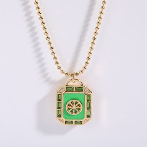 قلادة نحاسية جديدة فاخرة من التارو مربعة مطلية بالذهب عيار 18 قيراط قلادة فاخرة للحفلات بسحر من المينا والزركون - Product Image 5