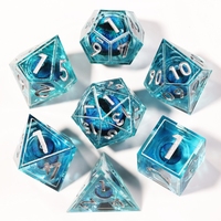 MINI PLANET – Ensemble de dés œil de dragon bleu, dés polyédriques en résine faits à la main avec bords tranchants pour jeux de rôle sur table (TRPG) Dungeons & Dragons (DND)