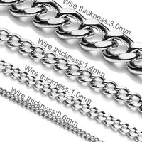 Chaîne plate en acier inoxydable brossé double face soudée, chaîne cubaine multi-tailles pour collier, bracelet, sac à main