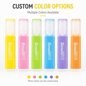 Custom Logo <b>Mini</b> Square <b>Highlighter</b> Set 6 Colors Vibrant Chisel Tip Fluorescent Markers for School Office Promotional Gift - Product Image 2