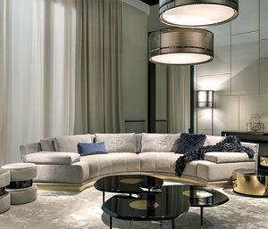 Sofa Setengah Lingkaran Gaya Nordik Eropa, Pelapis Kain Beludru Biru, Sofa Ruang Tamu, Canape Modern, Sofa Setengah Lingkaran - Product Image 4