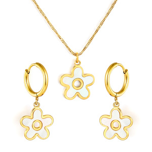 Women's Jewelry <b>Set</b> <b>Necklace</b> Earrings Flower Shape Diamond Tassel Everyday Wear <b>Silver</b> Gold Tone - Product Image 5