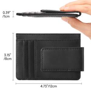 Men's Handmade Black Card Holder Mens Magnetic Moneyclip PU Leather Wallet Complete for Men Slim Money Clips Leather Wallets - Product Image 3