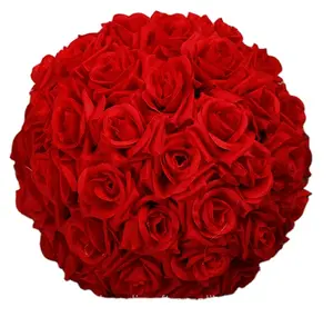 Artificial silk rose ball kissing ball flower centerpieces for wedding
