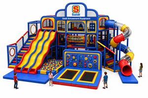 Divertido Parque de Atracciones Interior con Toboganes Iluminados, Rompecabezas, Trampolines Circulares y Paseos a Caballo para Niños - Product Image 3