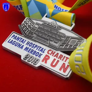 Custom Malaysia hospital charity run masonic medal antique silver metal medals run race award medal