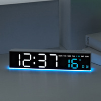 Réveil électronique multifonctionnel, veilleuse, lumière d'ambiance, calendrier perpétuel, phase de lune, thermomètre, design moderne et minimaliste