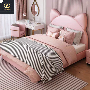Meubles de chambre à coucher au design moderne luxueux-<span class=keywords><strong>lit</strong></span> pour enfants en cuir rose-<span class=keywords><strong>lit</strong></span> de princesse mignon créatif à la maison - Product Image 3