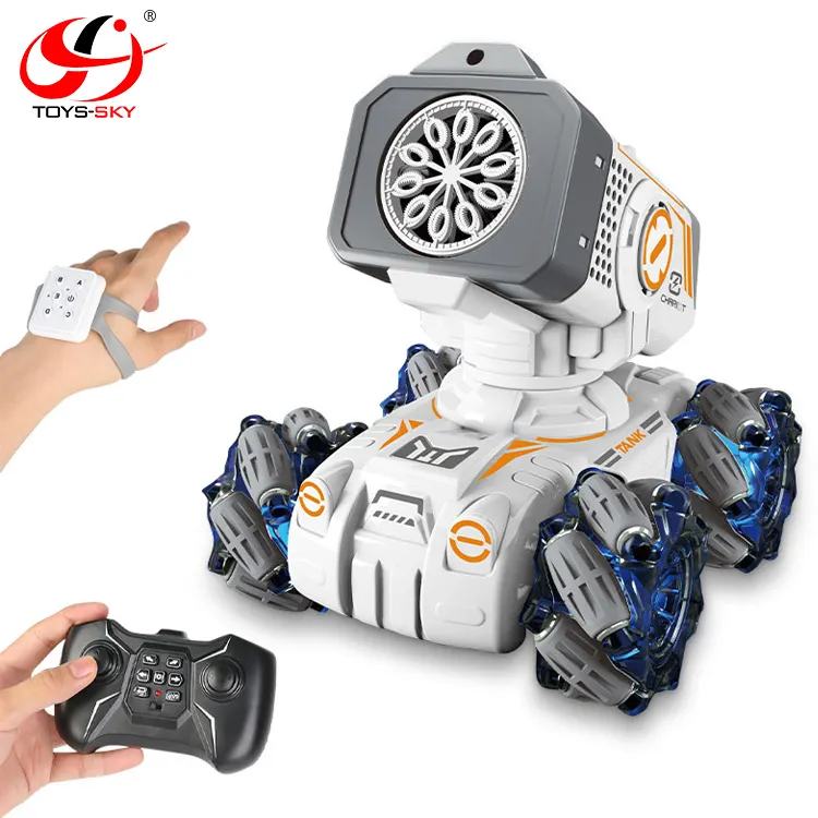 2022 New 2.4GHz Electric Gesture RC Drifting Stunt Car 360 Rotate 12 Holes Blow Remote Control Bubbles Car Toys Tank For Kids
