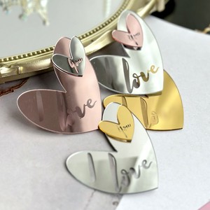 น้ำผึ้งและความหวาน ตกแต่งเค้กอะคริลิครูปหัวใจ วันวาเลนไทน์ ท็อปเปอร์คัพเค้ก สไตล์อินส์ สองสี - Product Image 2