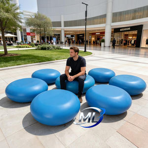 Banc de repos public durable en fibre de verre de forme galet moderne pour centres commerciaux et parcs - Product Image 3