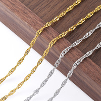 Venta al por mayor de acero inoxidable Twist Rope Chain Link 18K PVD chapado en oro hipoalergénico hallazgos de joyería para la fabricación de pulseras de collar