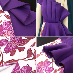 Fabricant de robes personnalisées pour femmes, robe violette à volants à une épaule, robe longue à imprimé floral en tissu satiné, <span class=keywords><strong>tenue</strong></span> de soirée pour femmes - Product Image 4