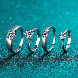 925 Sterling Silver Korean Version Moissanite <strong>Ring</strong>, <strong>Couple</strong> <strong>Ring</strong> for Men and Women - Product Image 2